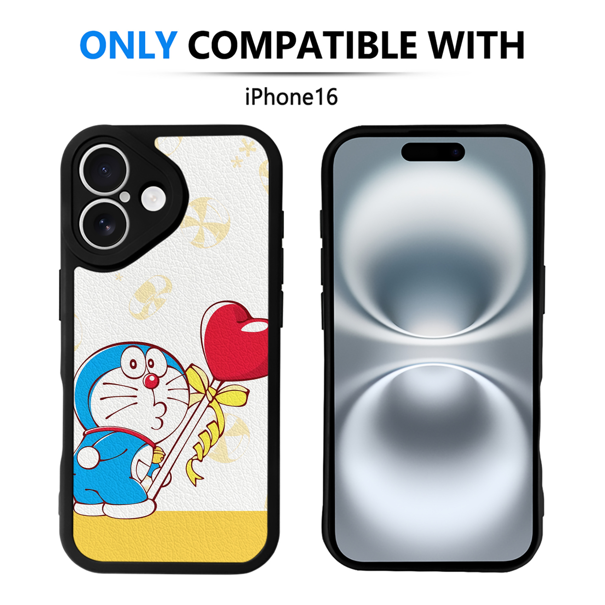 （画像用） ドラえもん Doraemon 【iPhone 16シリーズ対応】シリコンスマホケース（レザー調） 材質：シリコン